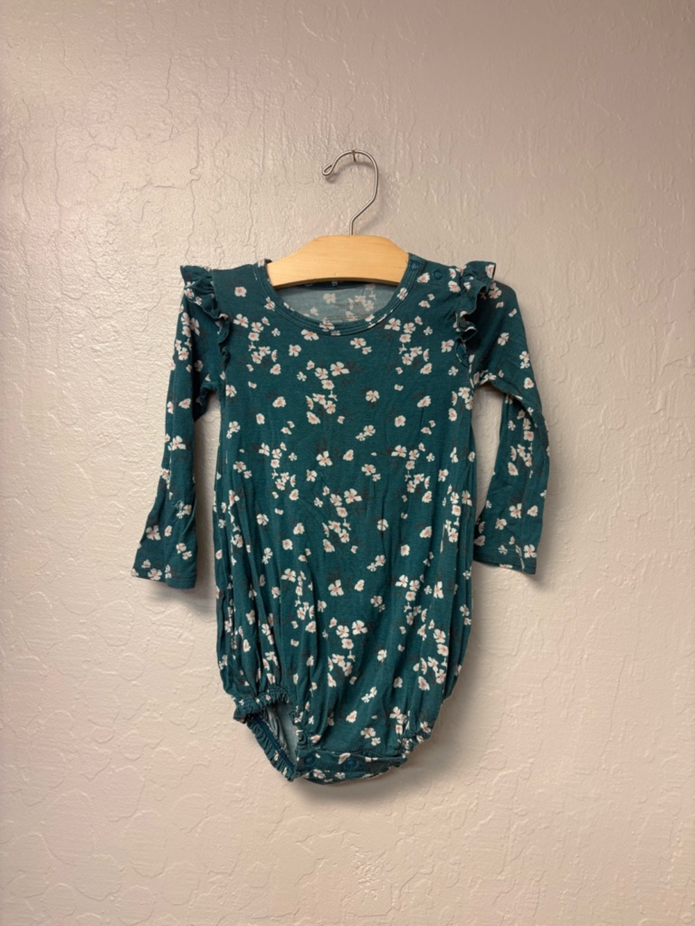$16 ADD ON Posh Peanut blue floral Romper little sleepies kyte baby dress